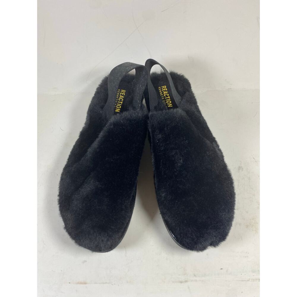 NEW Reaction Kenneth Cole Black Fuzzy Slipper 9.5W
